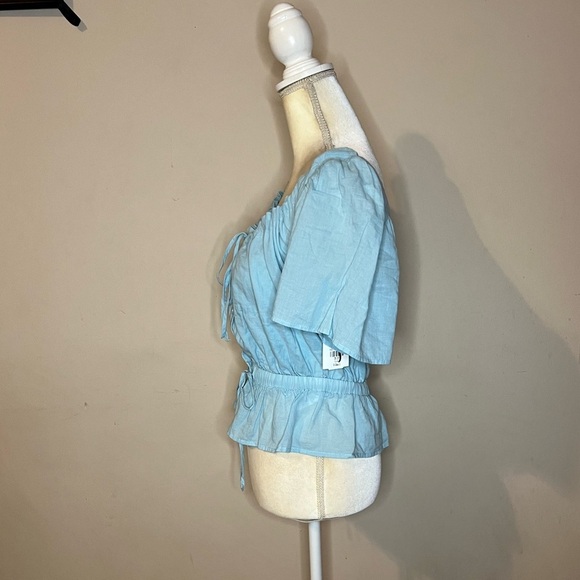 NWOT 7 For All Mankind Tie V-Neck Poplin Crop Top - Picture 3 of 6